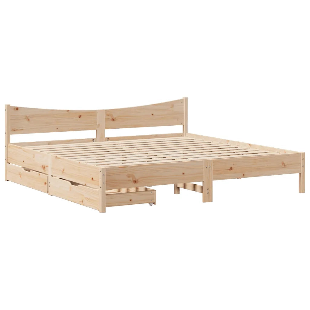 Giroletto con Cassetti 200x200 cm in Legno Massello di Pino 3301893