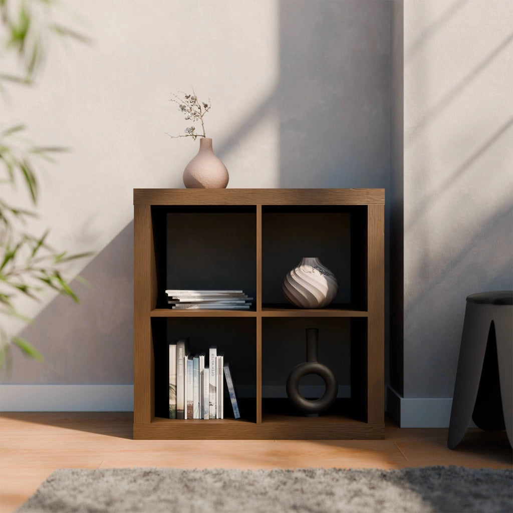 Libreria cubica a 4 scomparti, effetto noce i sweeek