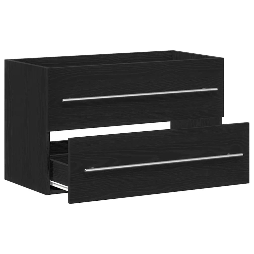 vidaXL Mobile Lavabo da Bagno Rovere Nero 80x38,5x48 cm in Truciolato