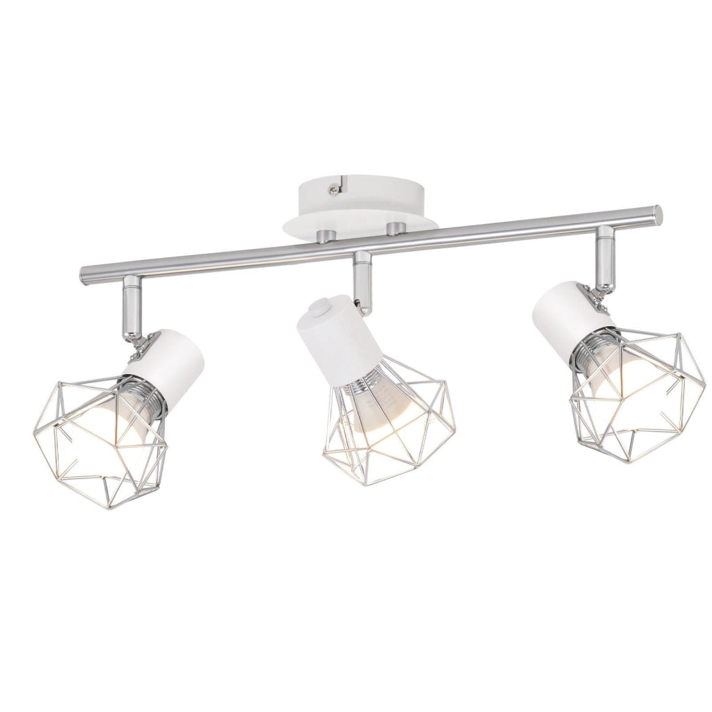 ZMH Faretto da soffitto bianchi 3 luci E14 girevoli metallo retrò industriale per soggiorno camera letto ufficio