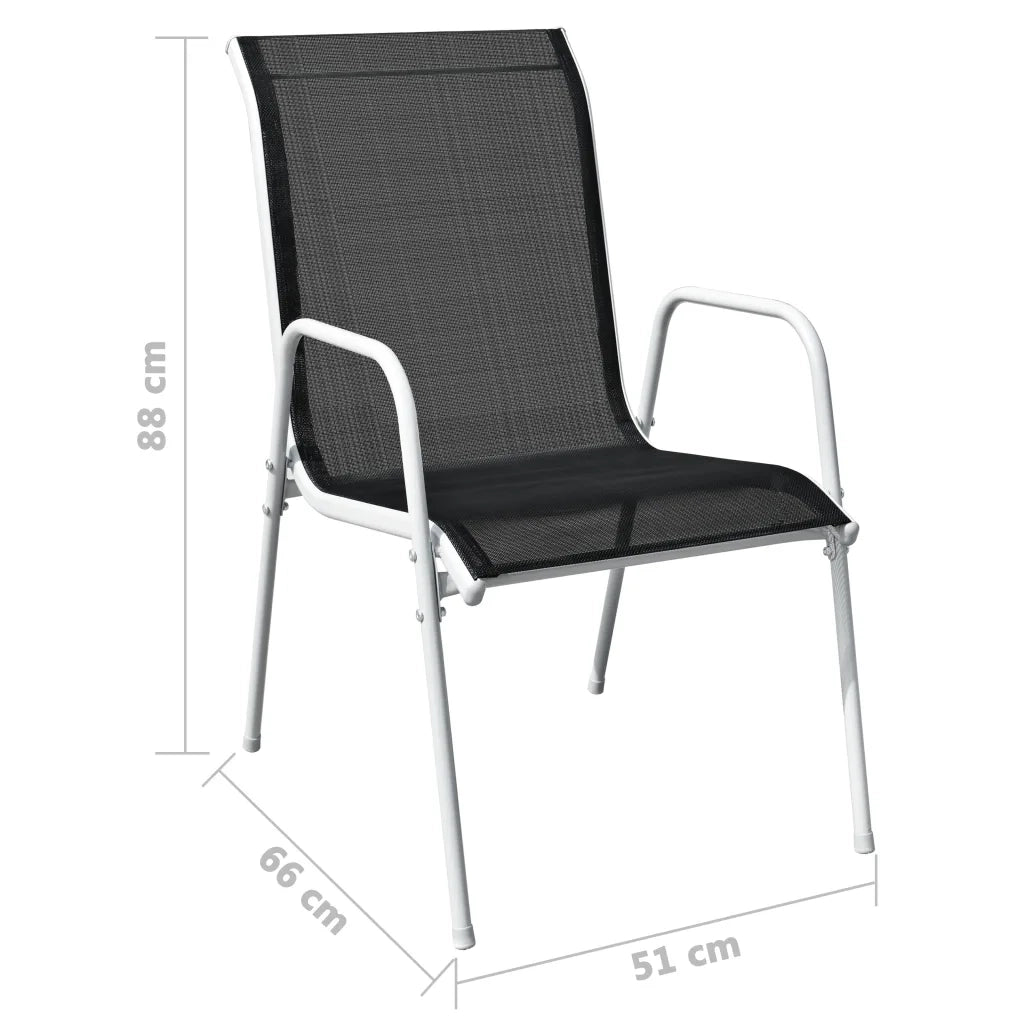 Set da Pranzo da Giardino 9 pz in Acciaio Nero 43306