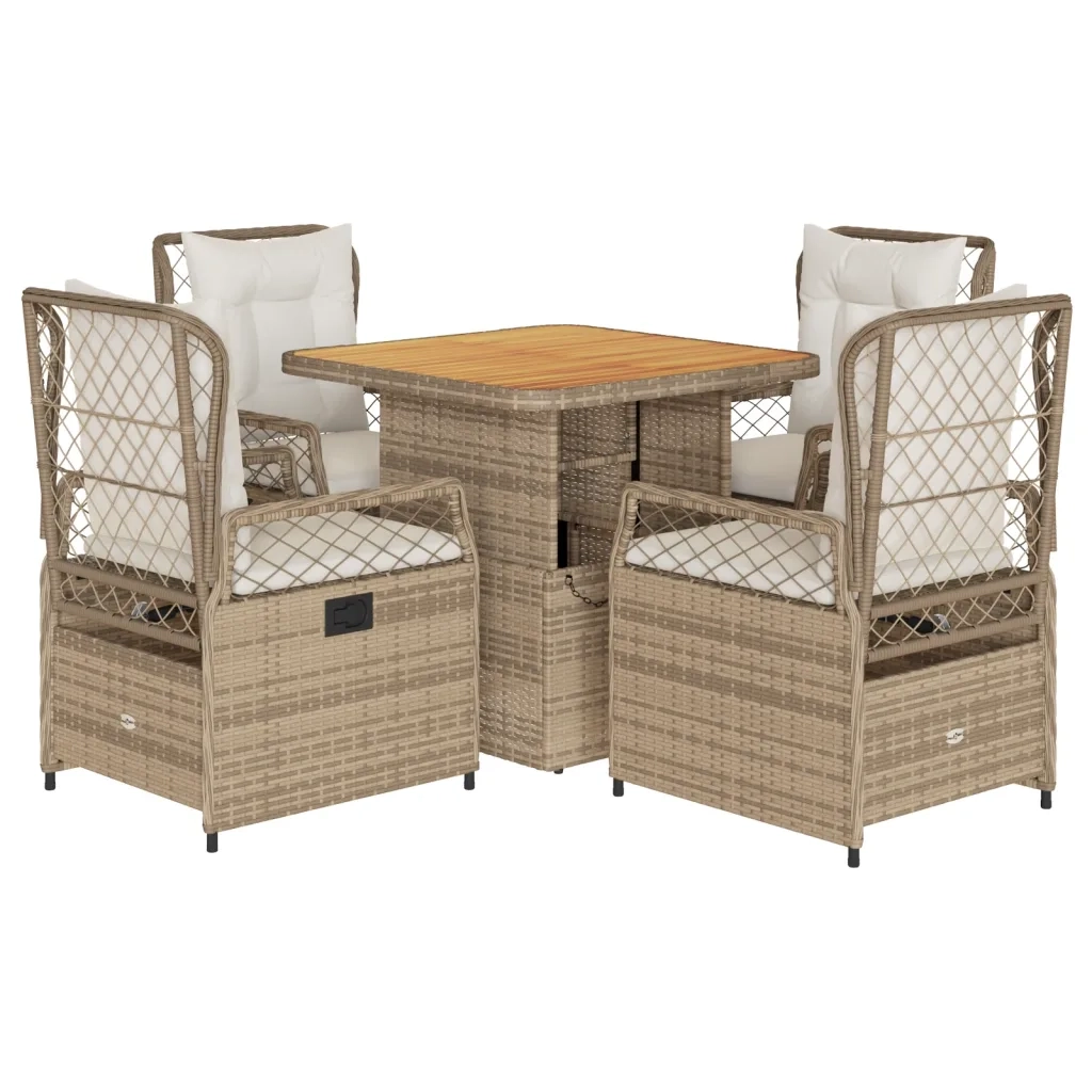 vidaXL Set da Pranzo da Giardino 5 pz con Cuscini Beige in Polyrattan