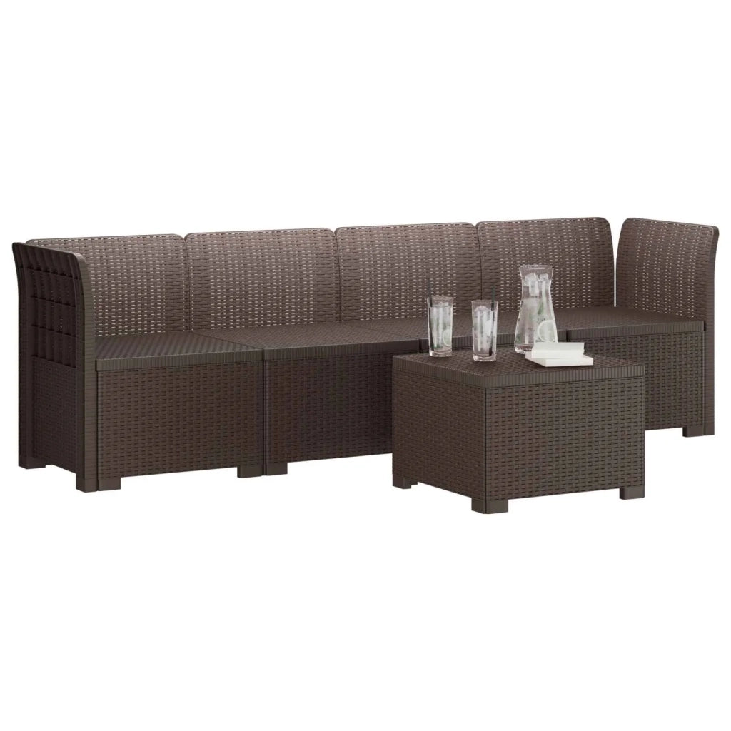 Divano da Giardino a 4 Posti in Stile Rattan PP Marrone 3443851