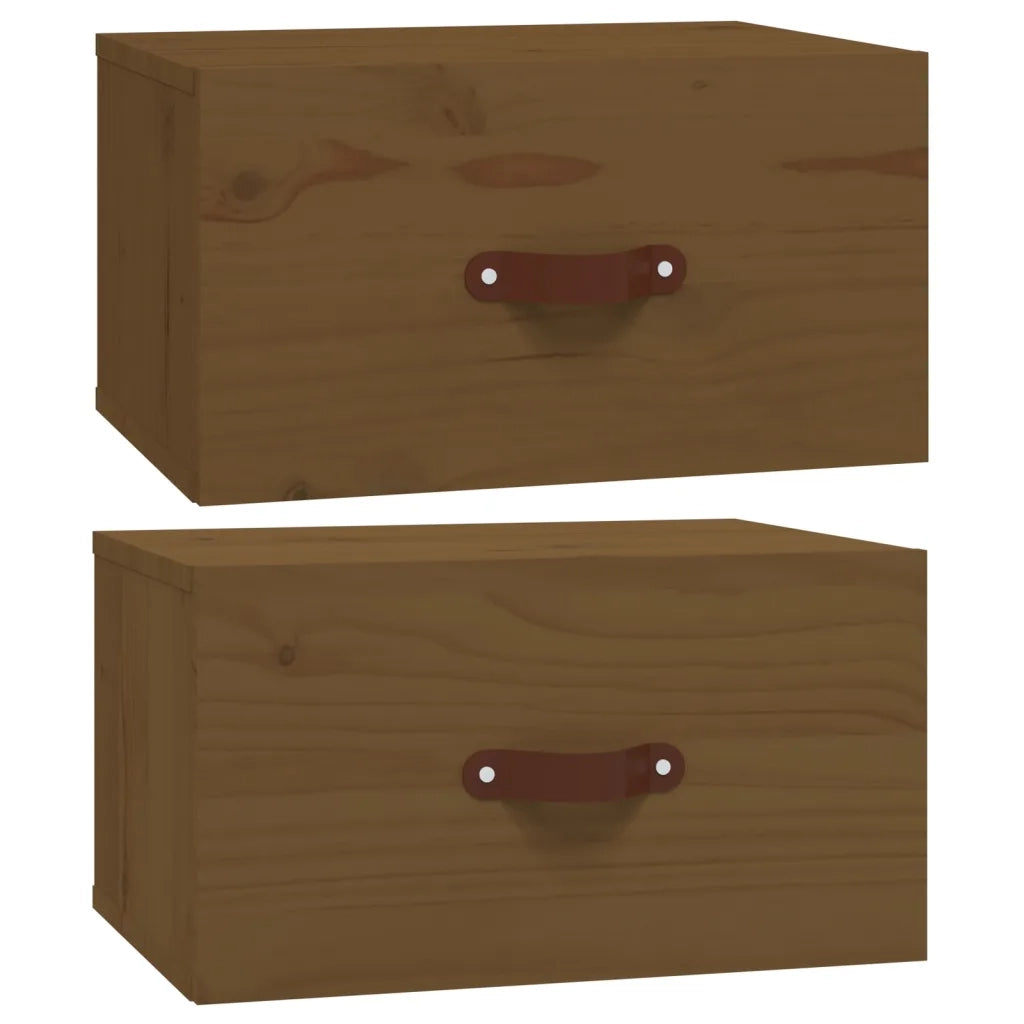 Set di 2 Comodini | Armadio da Notte | Mobiletto da notte a Muro ambra 40x29,5x22 cm
