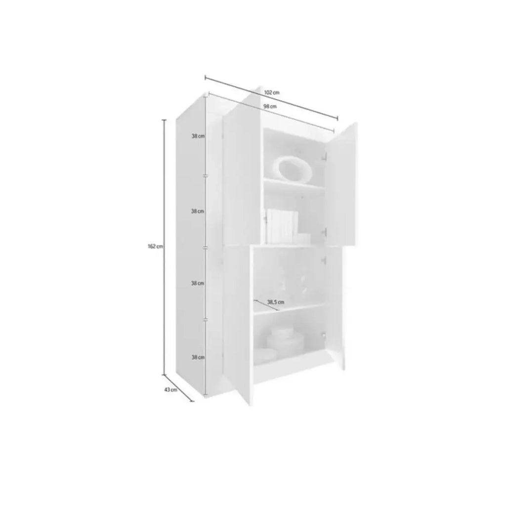 Credenza 4 porte ISORA - Bianco lucido - Design moderno e funzionale