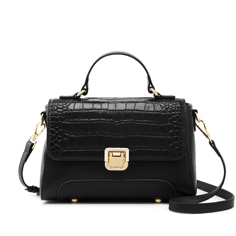 Borsa a tracolla da donna in vera pelle, colore nero.