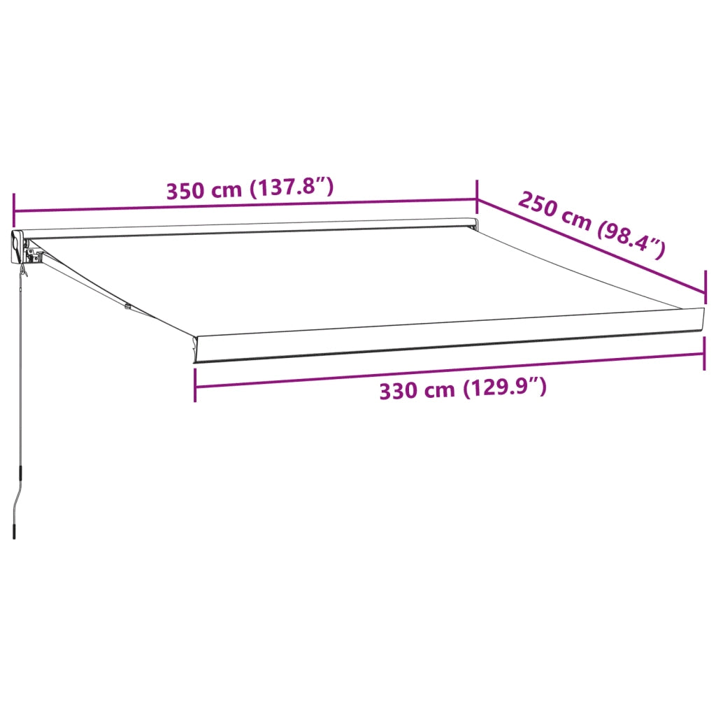 Tenda Retrattile Antracite e Bianca 3,5x2,5m Tessuto/Alluminio 3216129