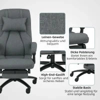 Poltrona da ufficio con massaggi, porta USB, ruote girevoli, Grigio Scuro