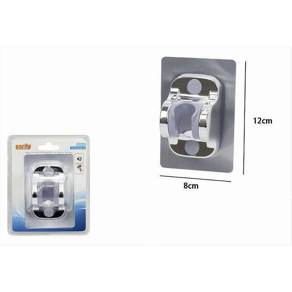 Trade Shop - Supporto Per Soffione Doccia Doccetta Da Parete Muro In Abs Cromato Adesivo 79358 -