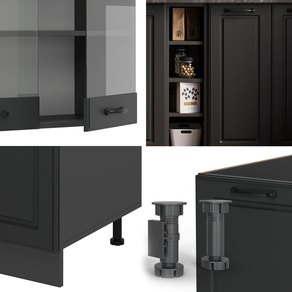 Vicco Cucina completa Casa di campagna antracite/antracite 160 cm , PL Rovere