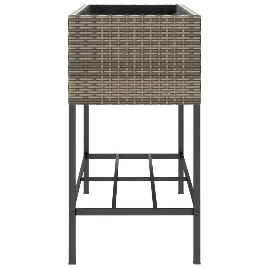 Fioriere Giardino con Ripiani 2pz Grigie 90x40x75cm Polyrattan