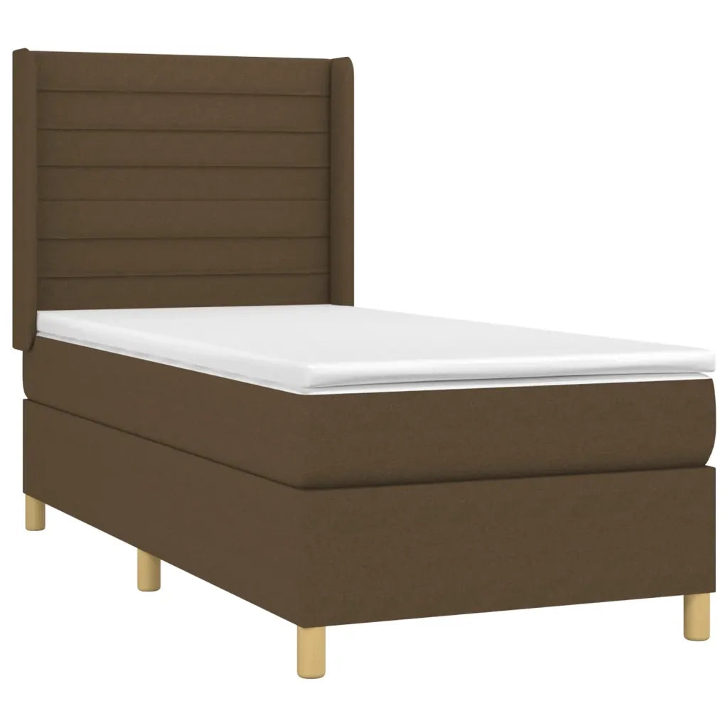 Giroletto a Molle con Materasso Marrone Scuro 90x200 cm Tessuto 3132044