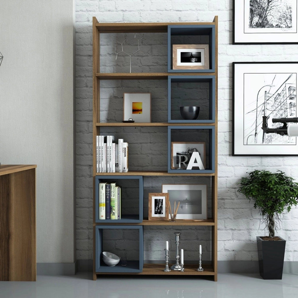 Biblioteca Policoro, Libreria 4 Ripiani, 80x22x170h cm Marrone Noce