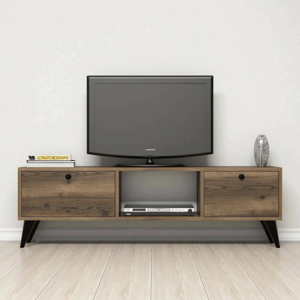 Bloem, Mobile Porta tv 2 Ripiani, 138x30x43h cm Marrone Noce