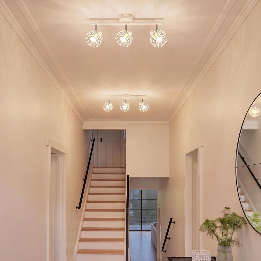 ZMH Faretto da Soffitto 3 Luci Bianco E14 Metall Orientabile 350¡ã per Cucina Soggiorno Corridoio Senza Lampadina