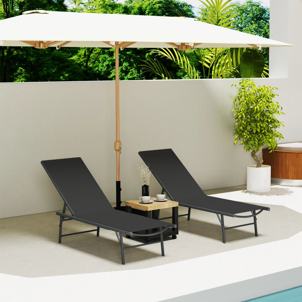 Sedia a sdraio pieghevole con textilene per esterno ¨C zephmum ¨C 54x164x84 cm nero