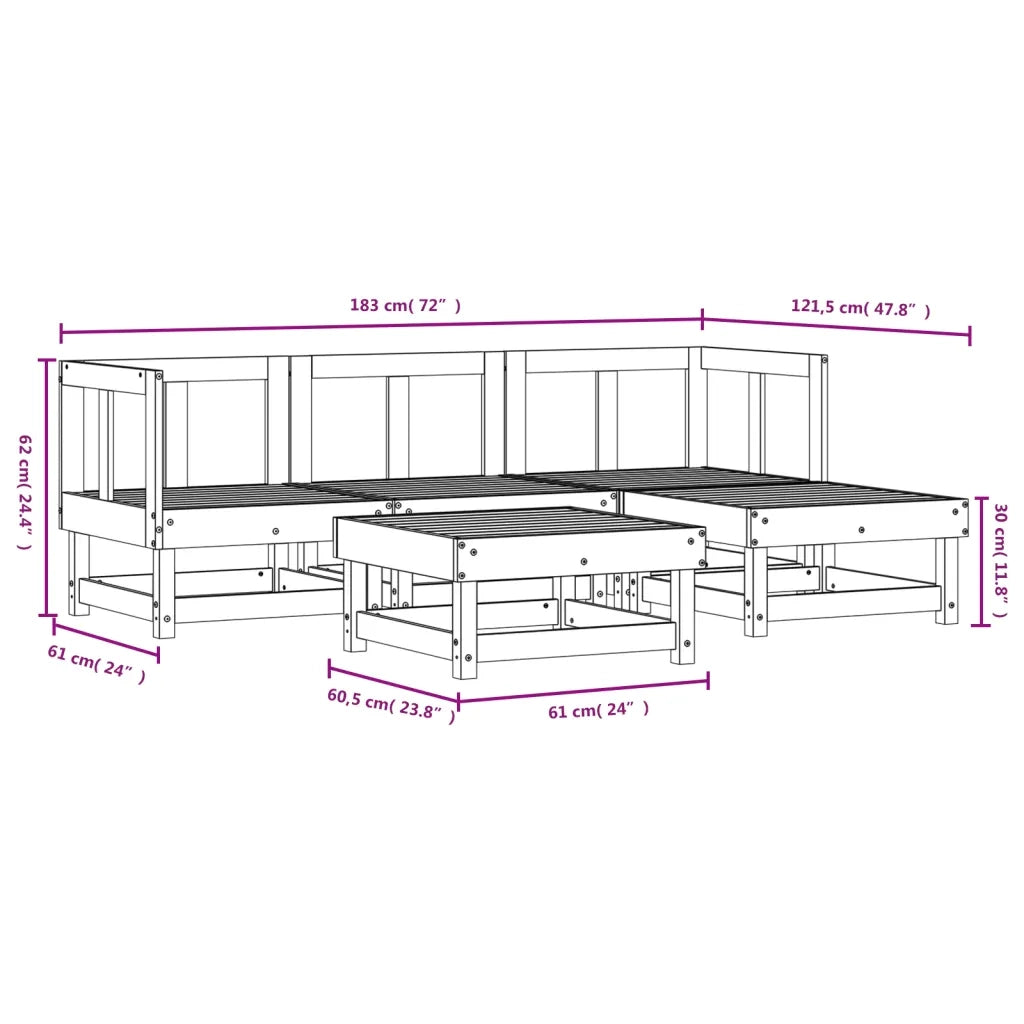 Set Salotto da Giardino 5 pz in Legno Impregnato di Pino 3186164