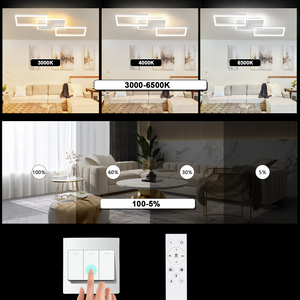 ZMH Lampada da soffitto plafoniera LED moderna 80 cm bianca dimmerabile telecomando 63W