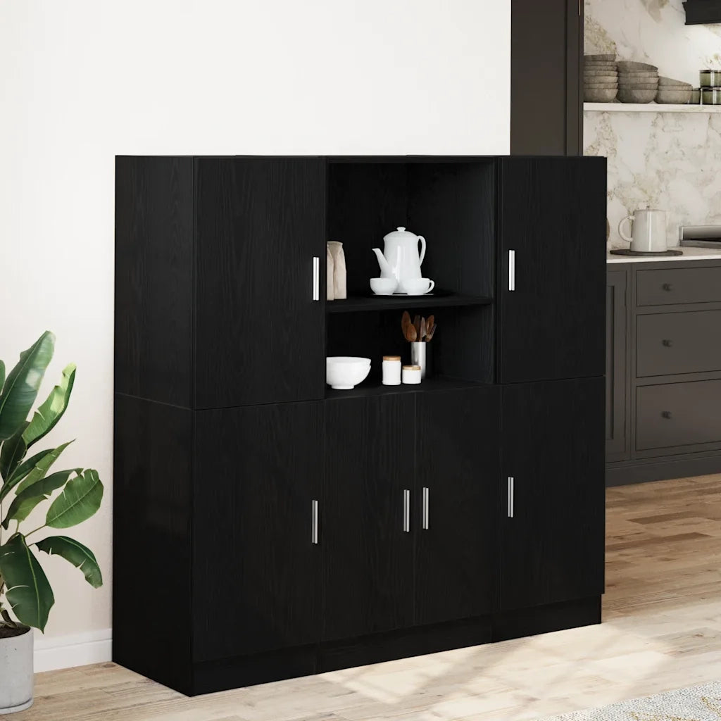 Set di Mobili da Cucina 3 pz Nero in Truciolato 3324152