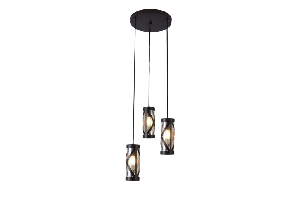 Lampadario Rabalux Oberon 3 luci E14 bronzo ambra Ø30