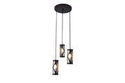 Lampadario Rabalux Oberon 3 luci E14 bronzo ambra Ø30