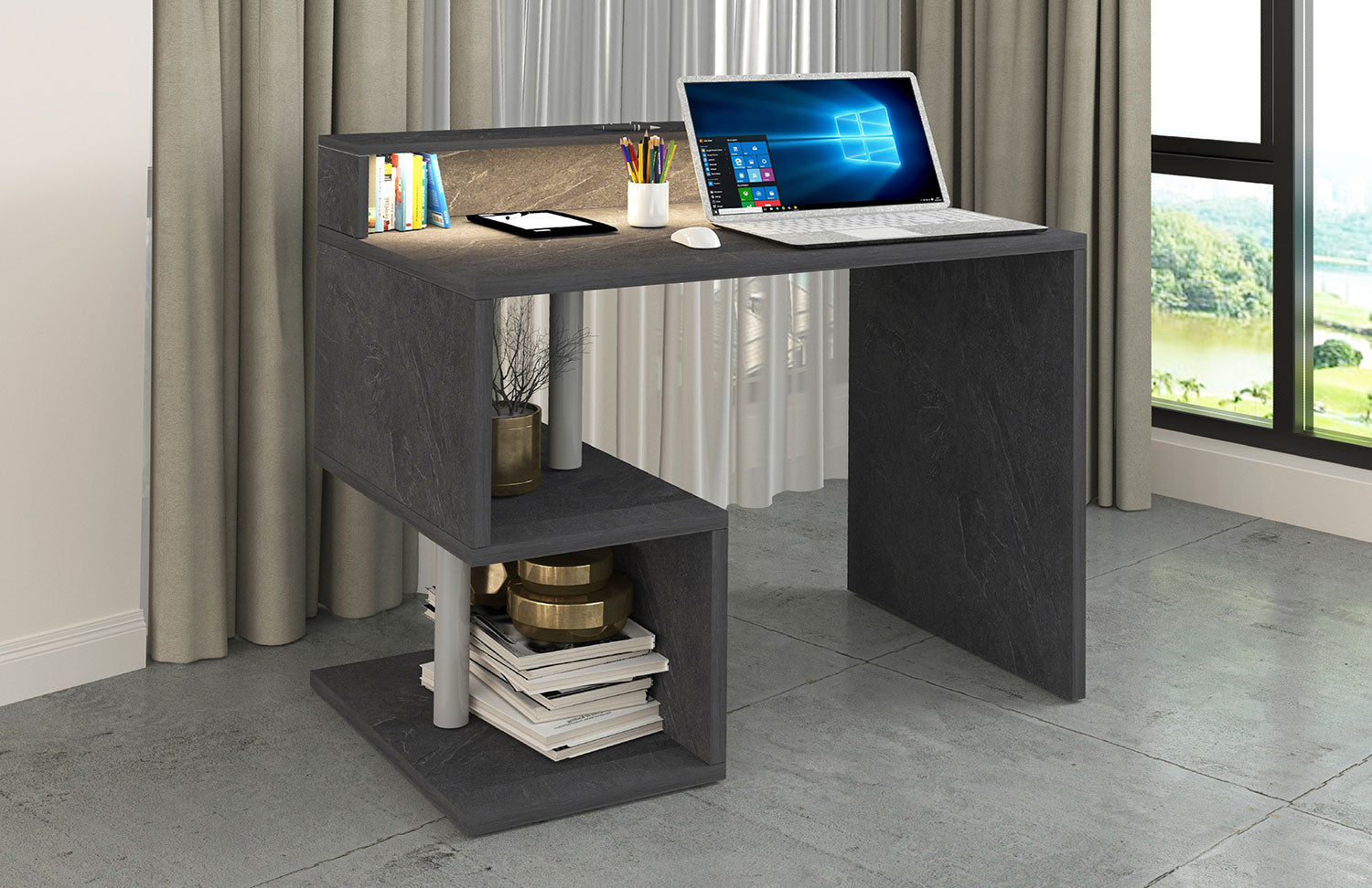 Scrivania a Giorno 100x50x92,5 cm Esse Report Grigio