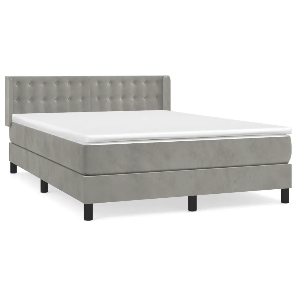 Giroletto a Molle con Materasso Grigio Chiaro 140x200cm Velluto 3131201