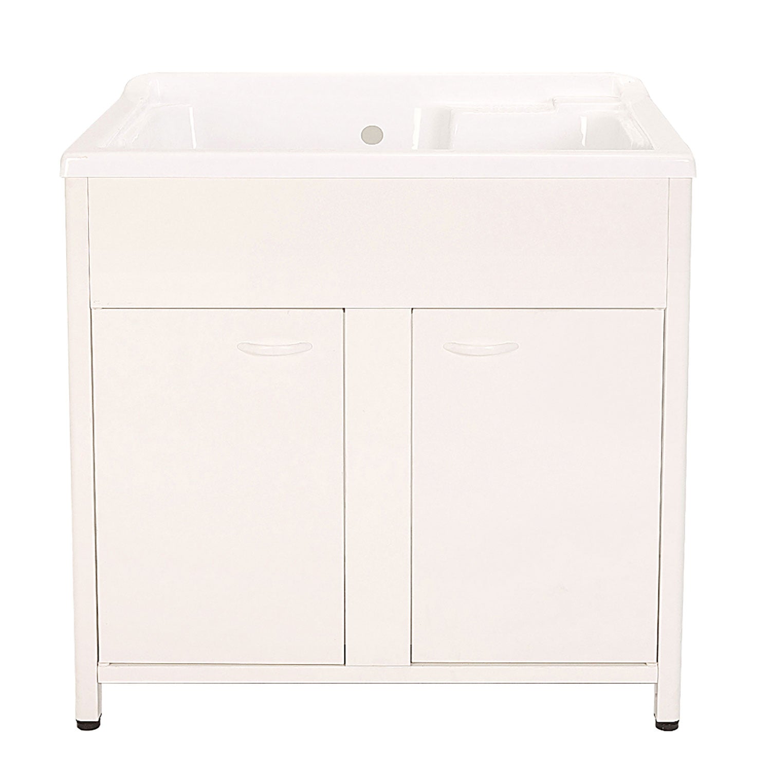 Mobile Lavatoio da Esterno in Polipropilene e Alluminio 75x60x83 cm con Doppia Vasca Bianco