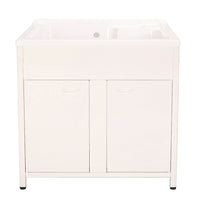 Mobile Lavatoio da Esterno in Polipropilene e Alluminio 75x60x83 cm con Doppia Vasca Bianco