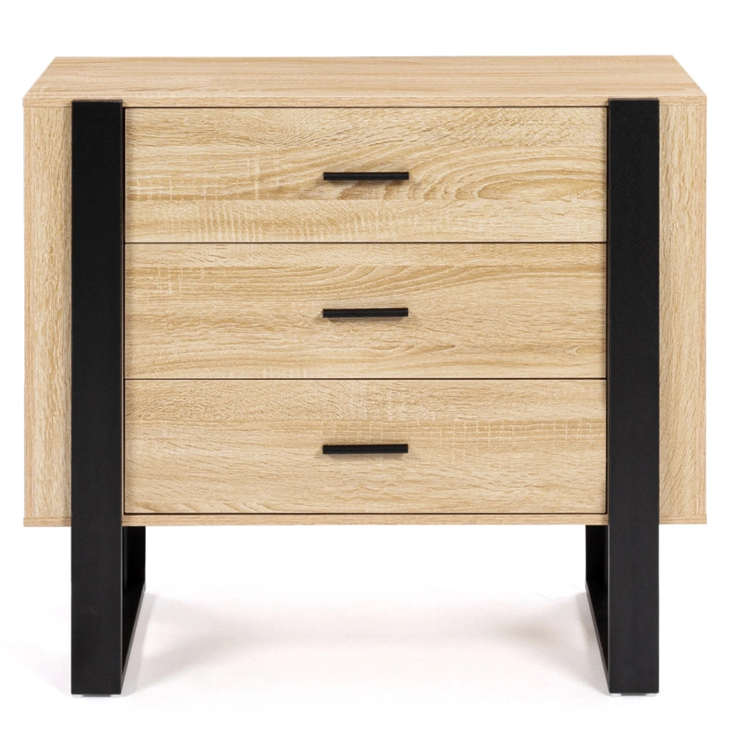 IDMarket - Cassettiera a 3 cassetti PHOENIX in legno e nero