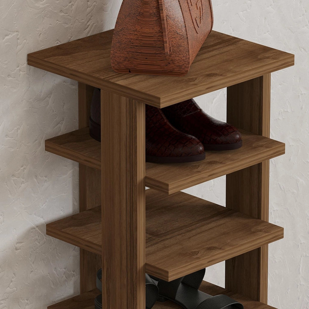 Mobile Portascarpe Soddi, Scarpiera 8 Paia, 30x30x110h cm Marrone Noce