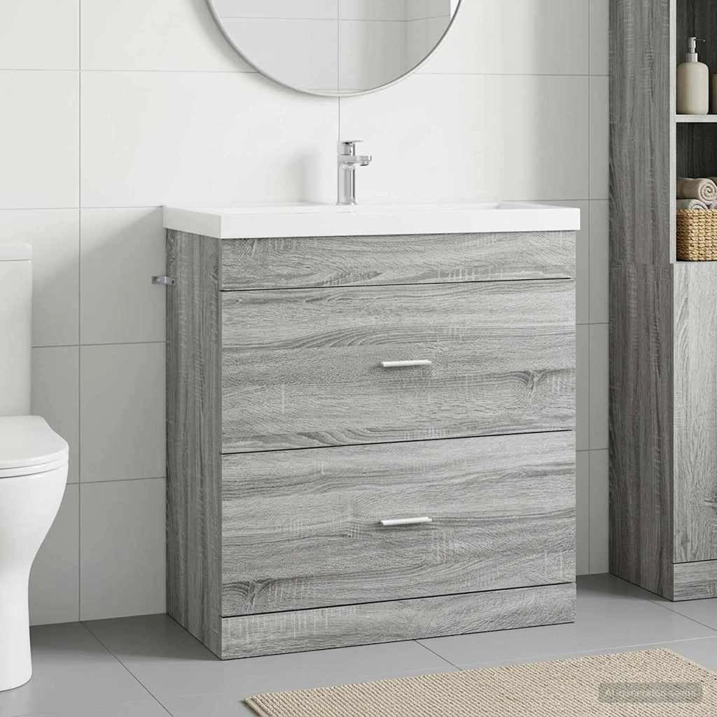 Mobiletto da Bagno Sotto Lavabo Sonoma grigio 890717