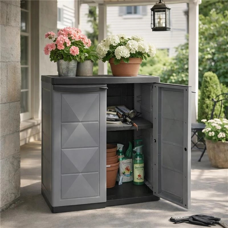 ARMADIO BASIC LINE CON 1 RIPIANO REGOLABILE - DARK GREY DIMENSIONE 65X37X83H CM