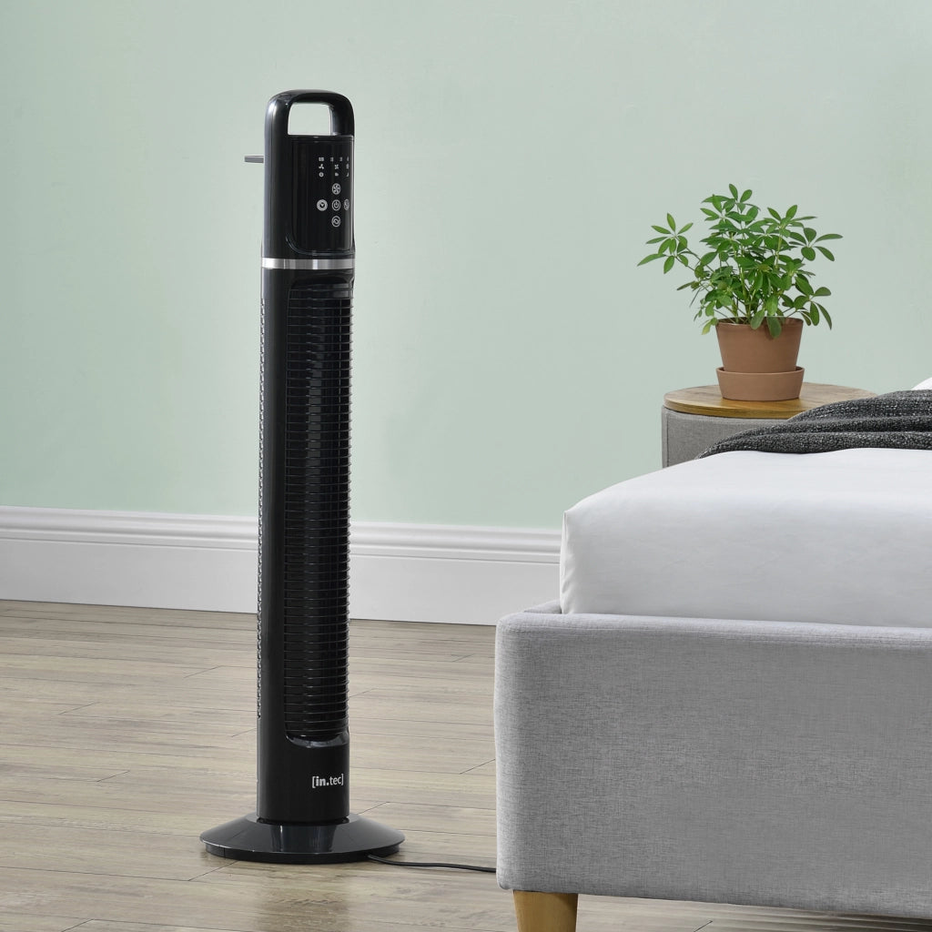 Ventilatore a Torre 82 cm con Telecomando e Timer Modalitá Oscillante Motore da 40W - Nero
