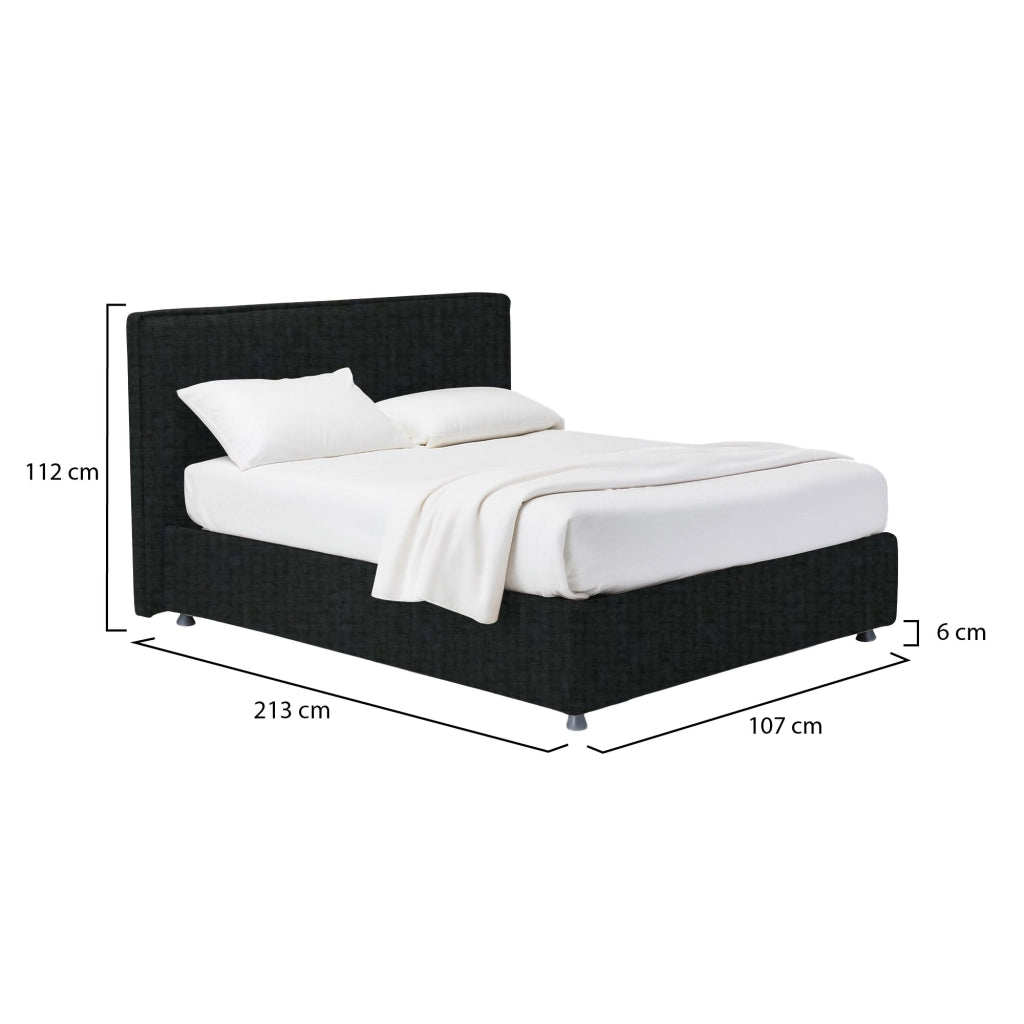 Rugby, Letto Singolo Sfoderabile Made in Italy, Grigio Scuro