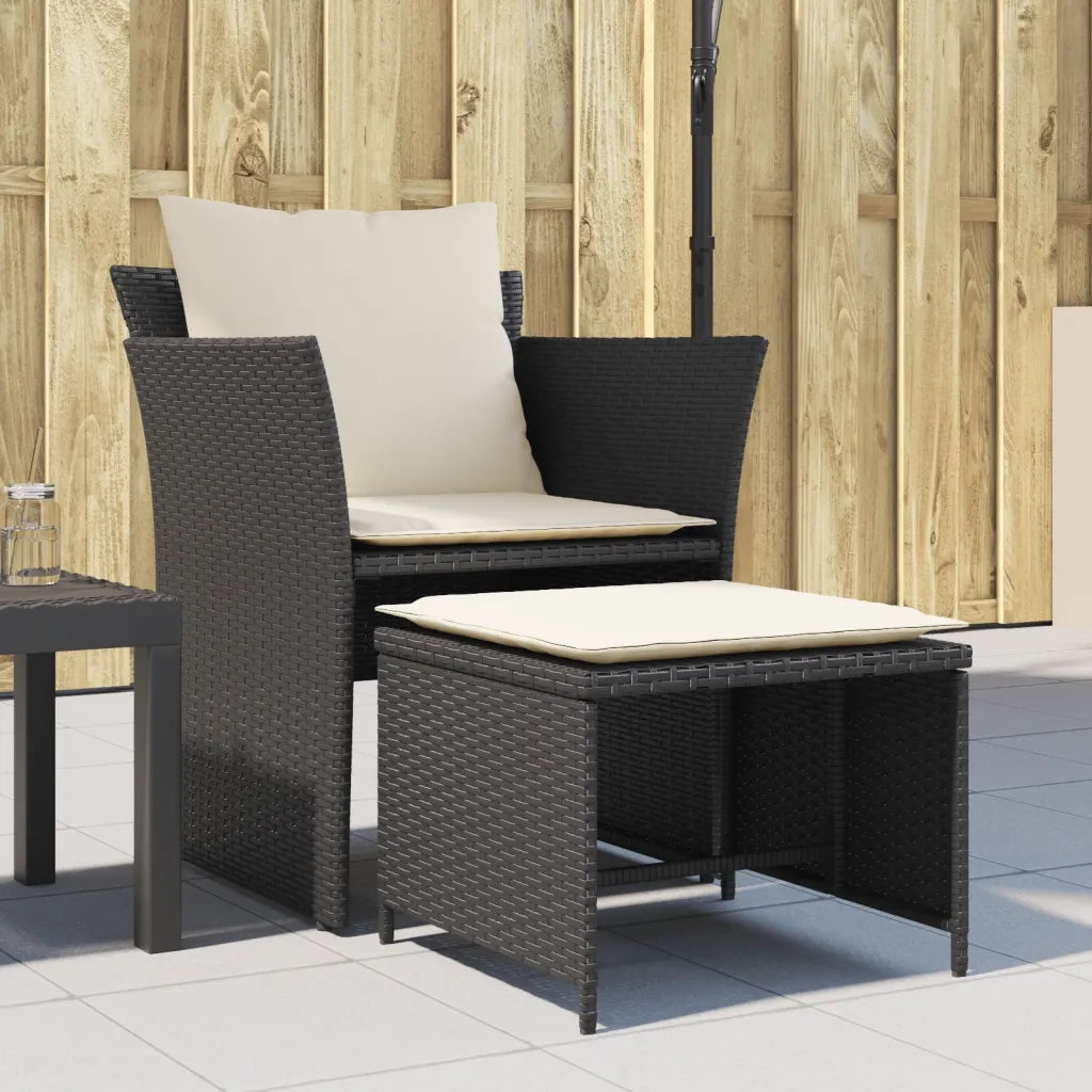 Poltrona da Giardino con Poggiapiedi in Polyrattan Nero CFW5742401