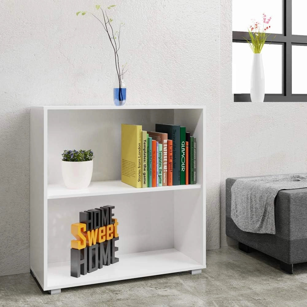 ® 2x Libreria 77x60x28cm Legno 2 Ripiani Regolabile Capacità 150 kg Libri Ufficio Soggiorno Scaffale da Pavimento