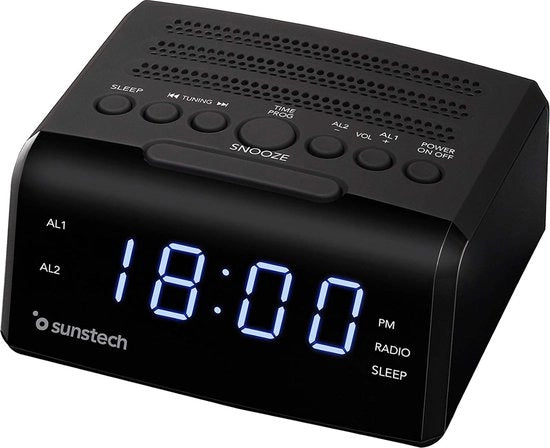 Radiowekker con doppio allarme display a LED FM USB ingresso per telefono nero