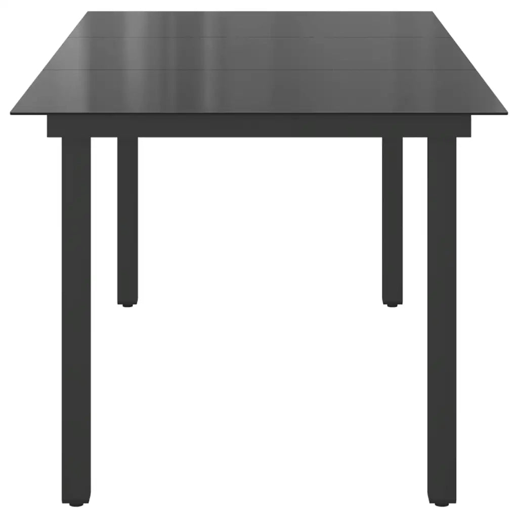 Tavolo da Giardino Nero 190x90x74 cm in Alluminio e Vetro 42789