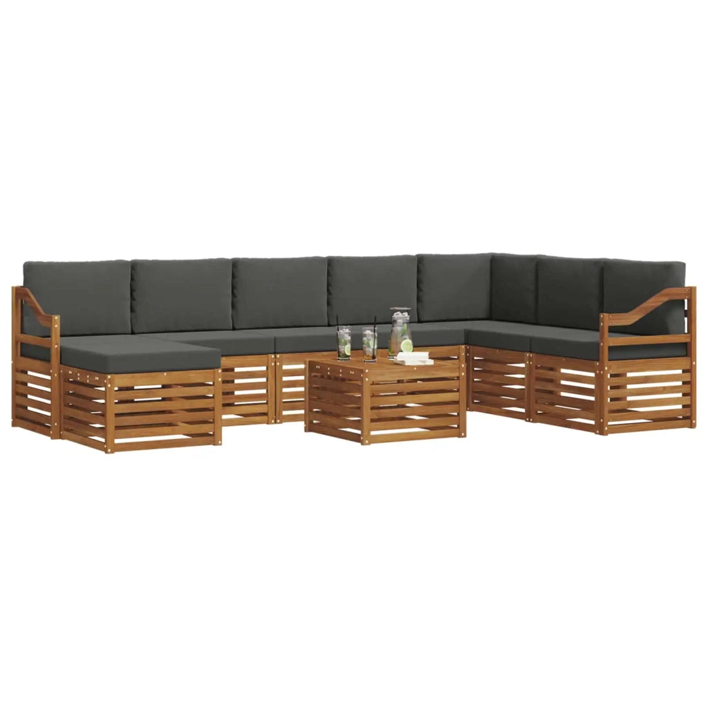 Set di divani da esterno con cuscino 9 pcs Naturale e Antracite
