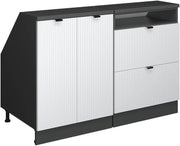 Set di mobili sottotetto Rion, Ondulazione bianca, 120 cm Set di 2 carcasse armadio profondità 60 cm, adatto per il salvaspazio sotto tetti spioventi