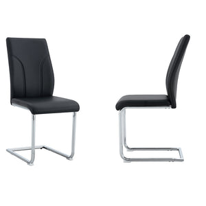 Set 2 sedie da pranzo - Xylo - PU nero gambe argento