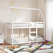 Letto a Castello con Tetto Bianco 90x200 cm in Legno di Pino 3282080