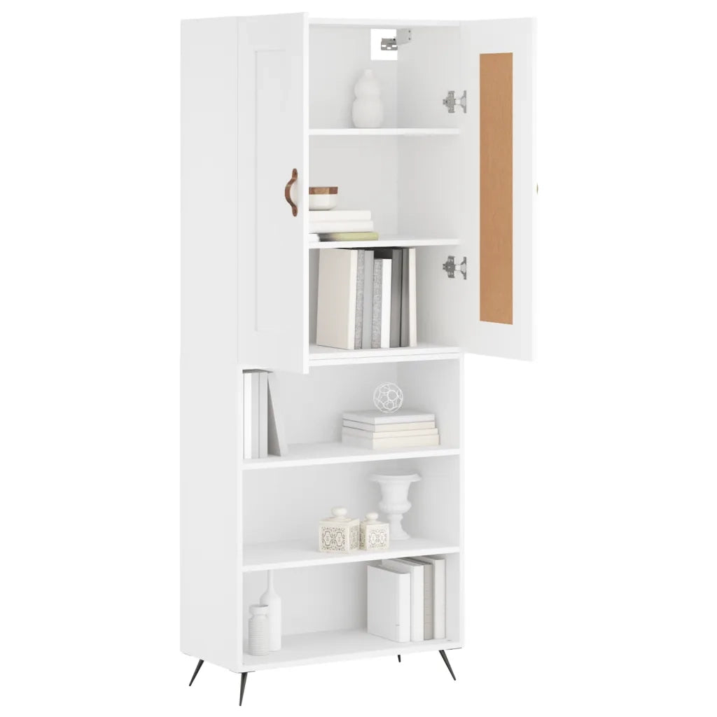 Credenza-Buffet-Armadio da cucina Bianca 69,5x34x180 cm in Legno Multistrato 810457