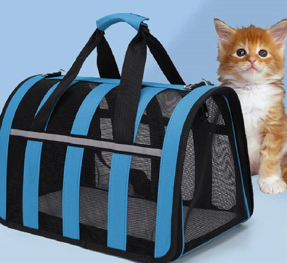 Trasportino Animali Idrorepellente Traspirante Maniglia Tracolla 29x49 H28 cm Nero
