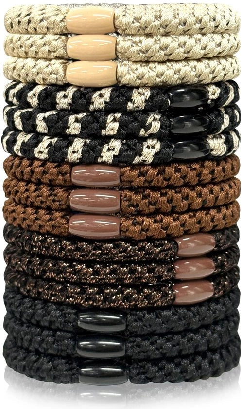 Set di elastici per capelli a 15 pezzi - Scrunchies intrecciati - Soothing e resistenti alle scuciture - Ideali per donne - Senza metallizzazione - Perfetti per capelli ricci.
