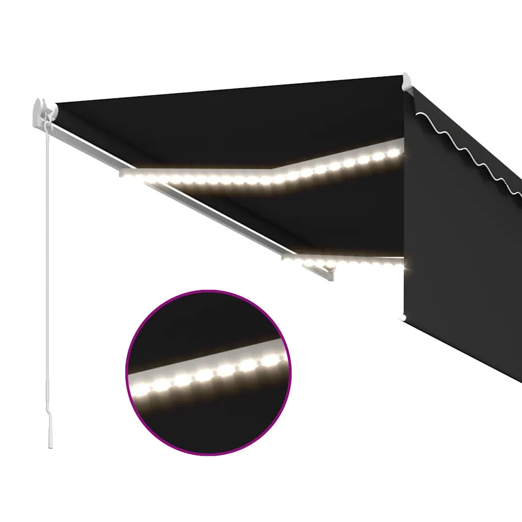 Tenda da Sole Retrattile Manuale con LED 3,5x2,5 m Antracite 3069284
