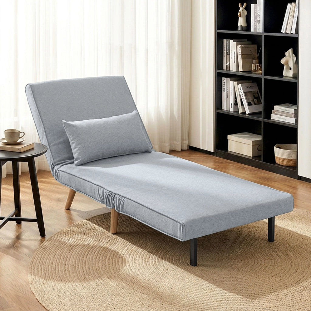 Poltrona letto convertibile 3 in 1 con cuscino ¨C Xylo ¨C tessuto grigio schienale 5 posizioni