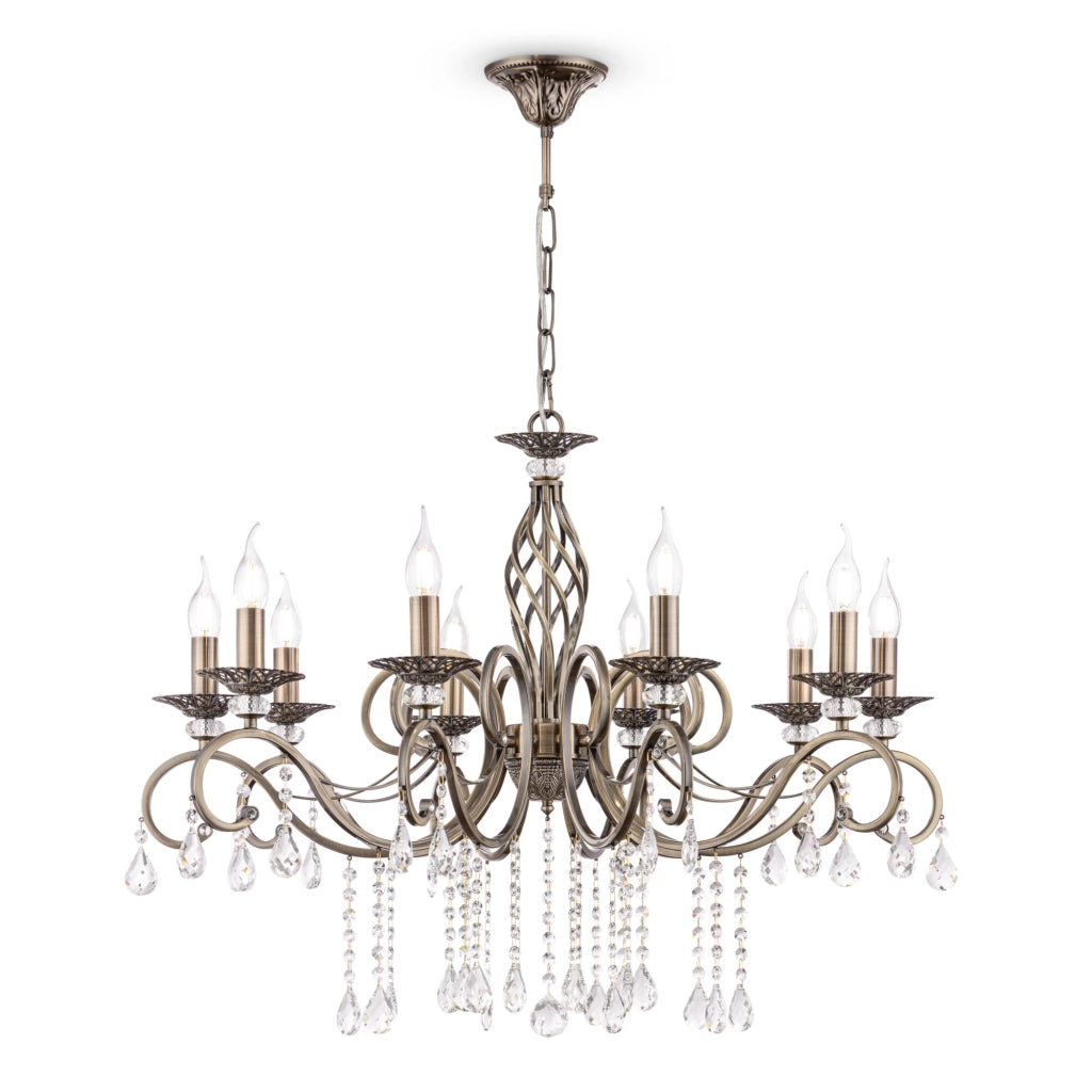 Lampadario Grace Maytoni 10 luci E14 ottone cristalli