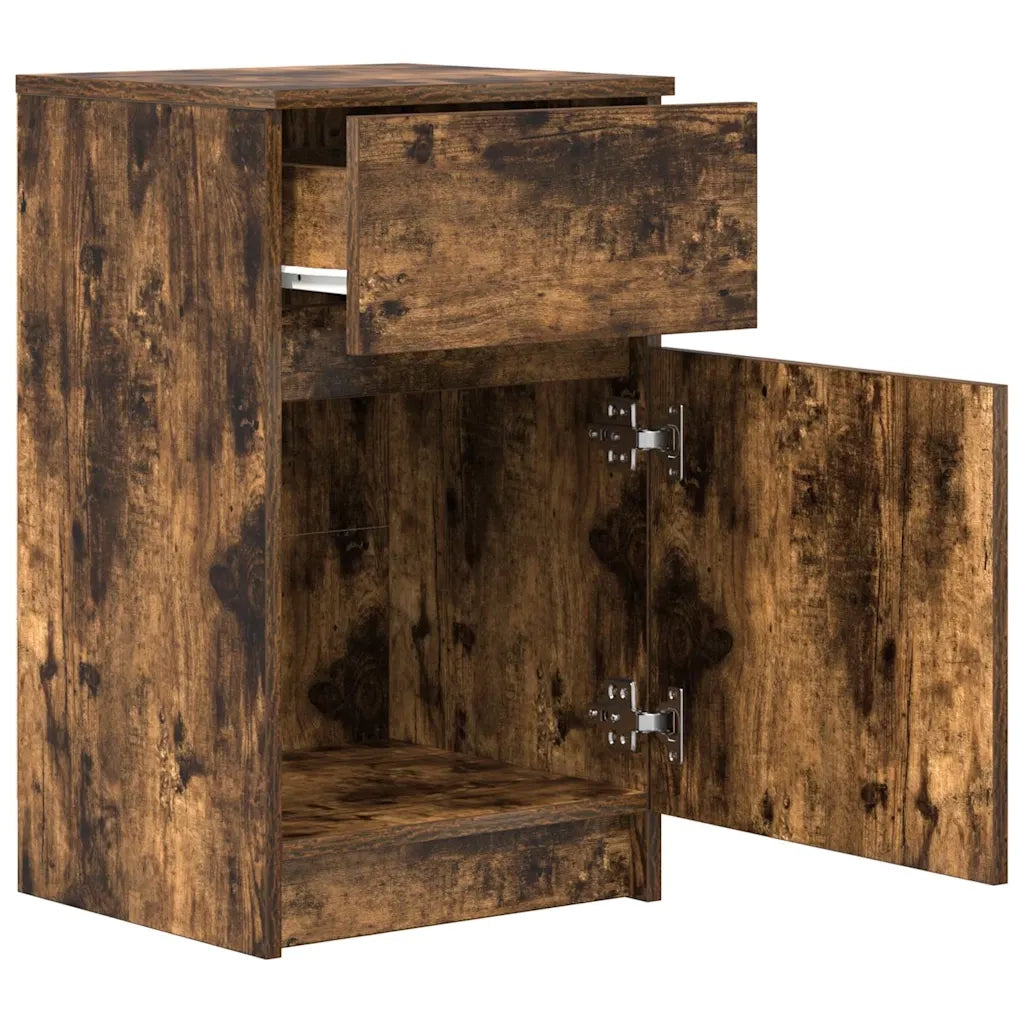Comodini 2 pz-Set di 2 Tavolino da notte Rovere Fumo 39x35x65 cm in Legno Multistrato
